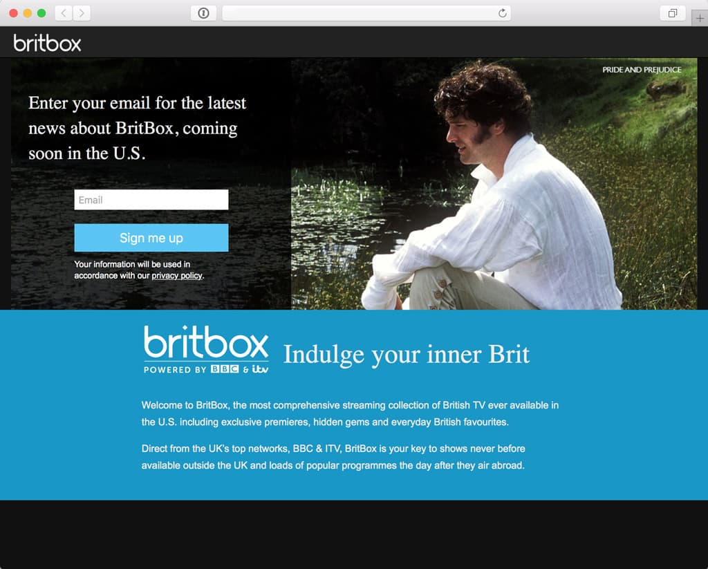 BritBox coming soon page